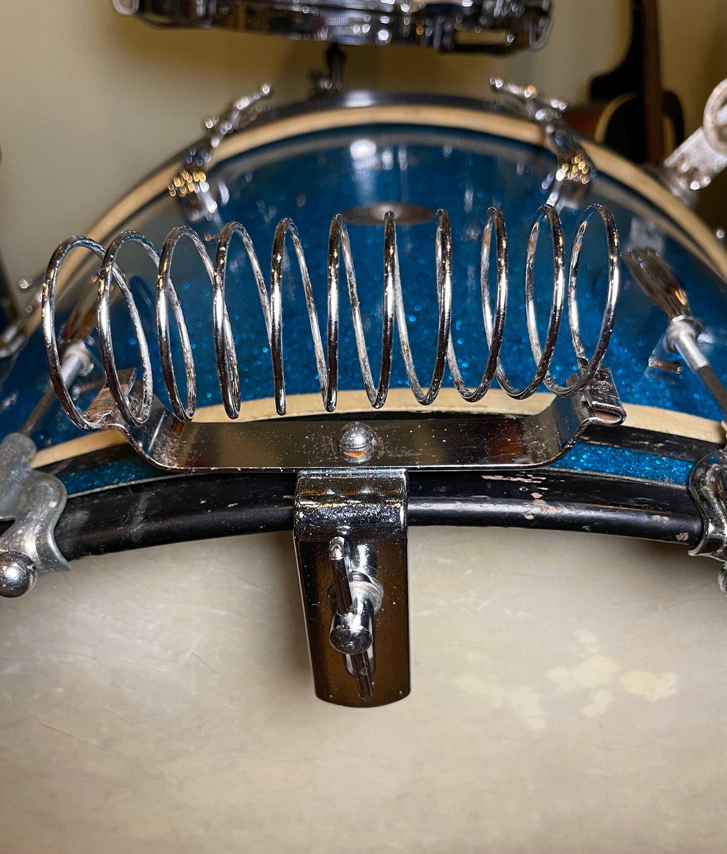 Vintage 1960s Slingerland Hoop Mount Spring Stick Holder Chrome