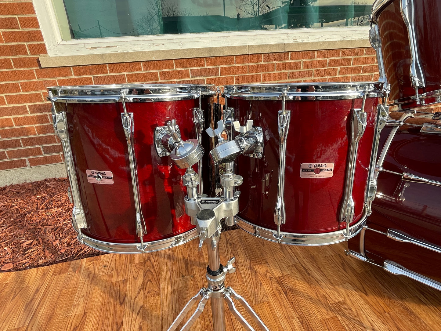 Vintage 1980s Yamaha Recording Custom Drum Set MIJ Red Cherry Wood CLEAN!