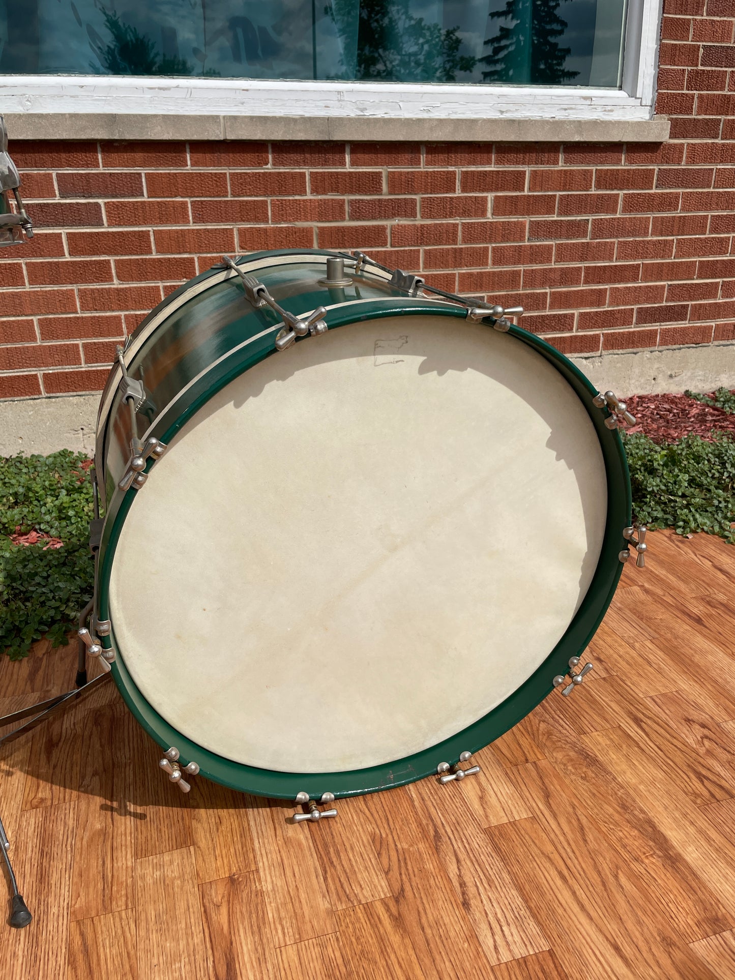 1957 WFL Ludwig Drum Set Green & Gold Duco 5.5x14 Jazz Fest Snare 14x22 Bass Drum