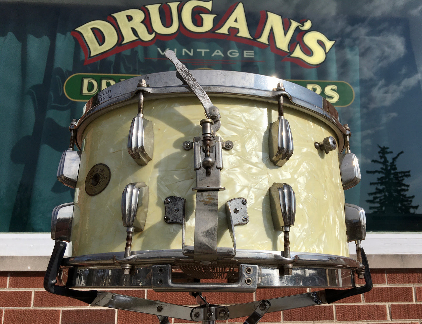 1948 Slingerland 7x14 Radio King Snare Drum White Marine Pearl