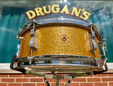 Early 1960s Ludwig 5x14 Pioneer Snare Drum Gold Sparkle Pre-Serial COB