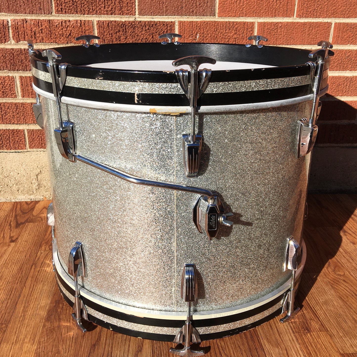 1968 Ludwig 14x20 Virgin Bass Drum Silver Sparkle