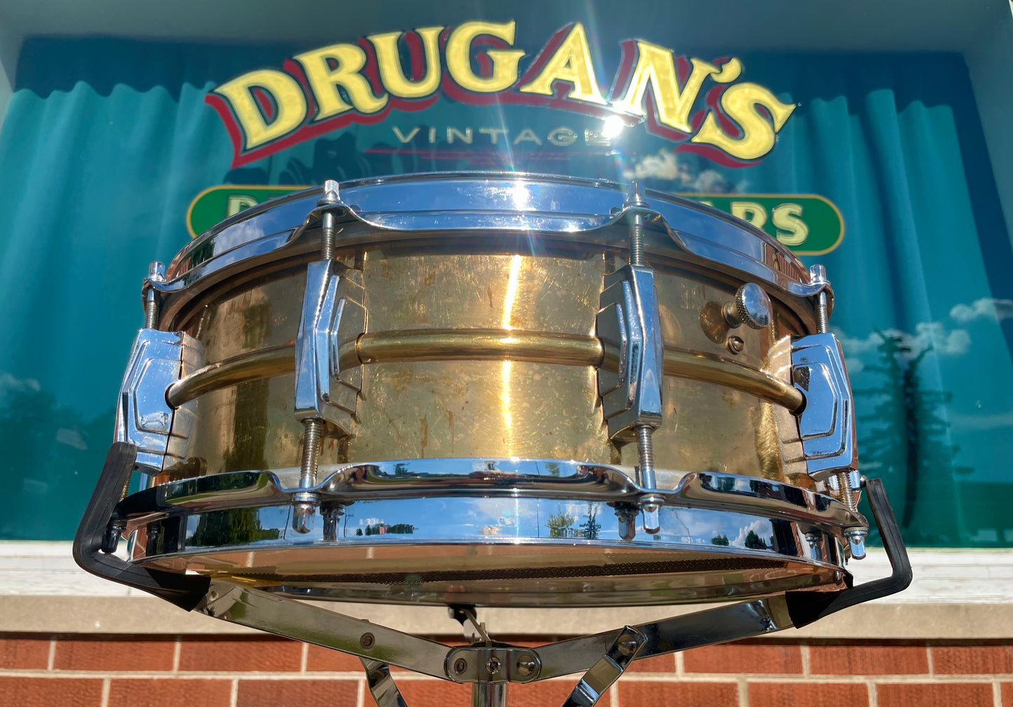 1958-60 Ludwig Trans Badge Super 401 5x14 Lacquered Brass Supraphonic Snare Drum
