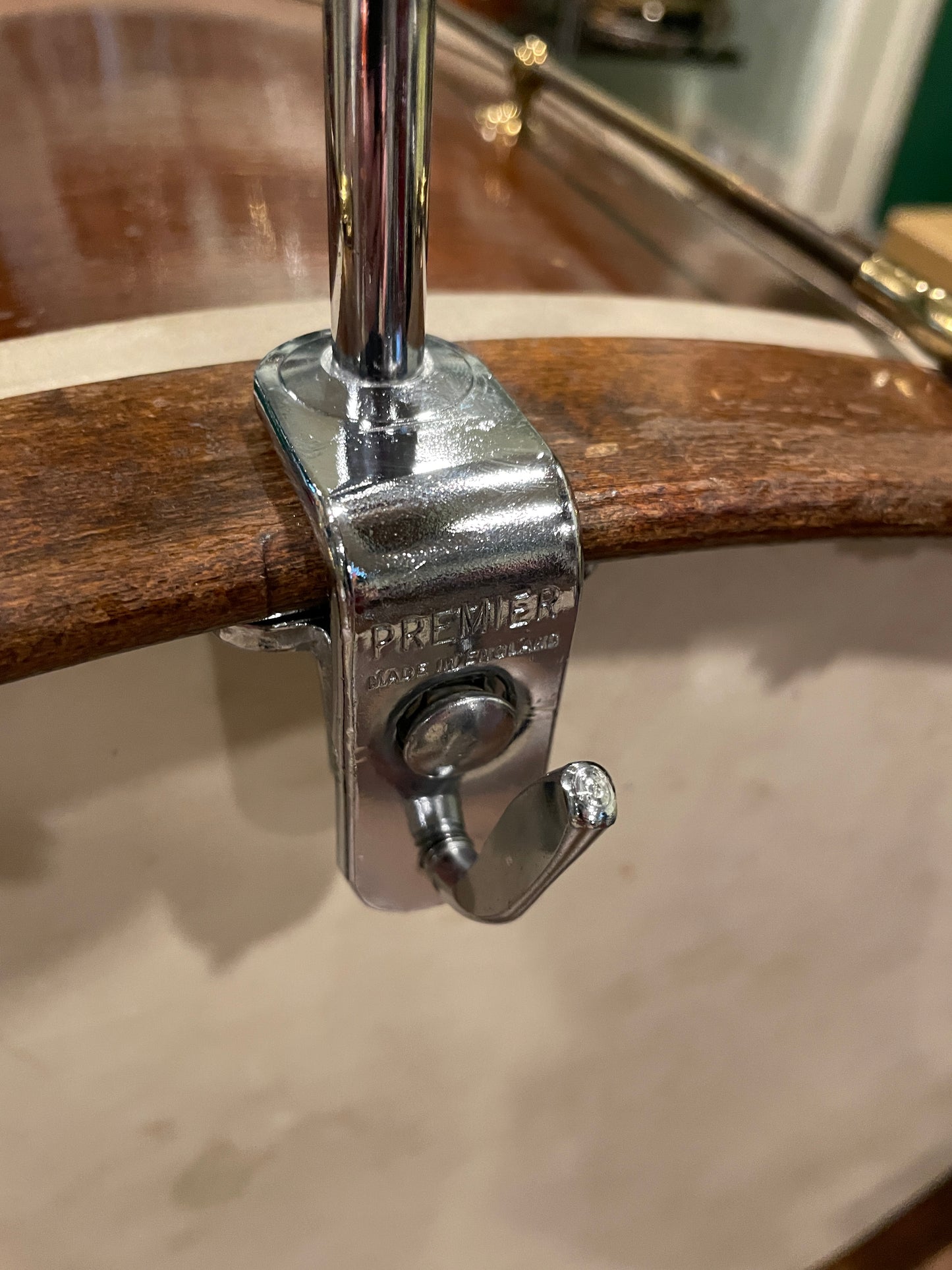 1960s Premier Cow Bell w/ Bass Drum Hoop Mount Holder