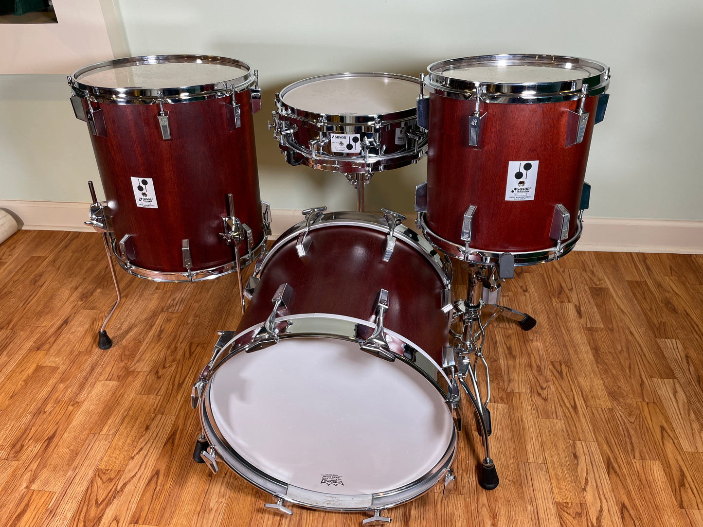Vintage Sonor Phonic Plus Bop Drum Set Red Mahogany 18x14/12x12/15x17
