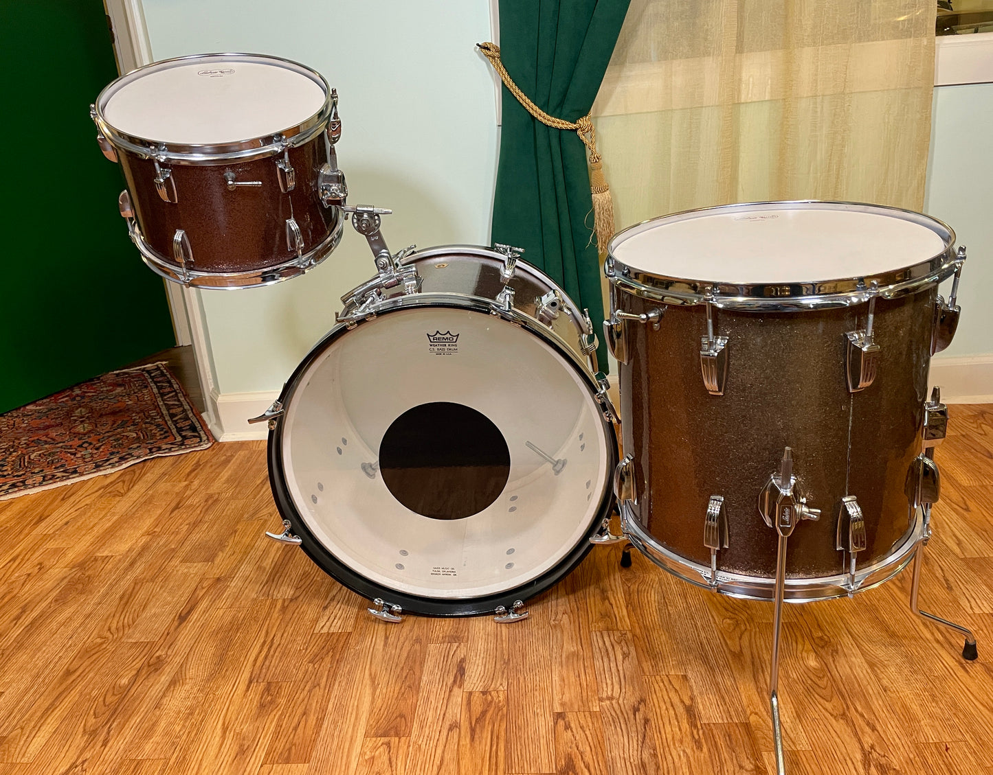 1966 Ludwig Down Beat Drum Set Burgundy Sparkle 20/12/14