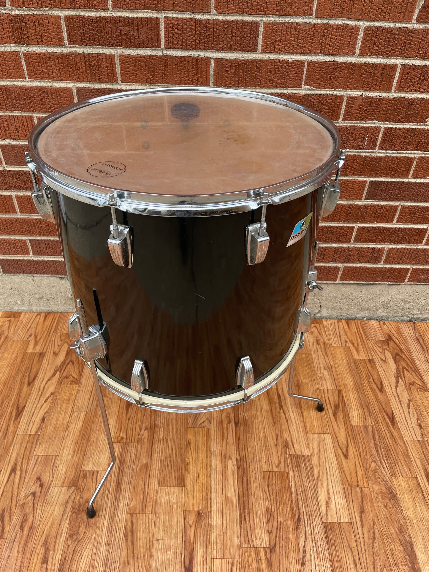 1970s Ludwig 16x18 Floor Tom Drum Black Cortex 6-Ply