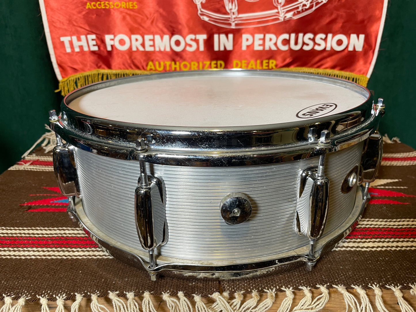 1960s Slingerland No. 140 5x14 Ribbed Aluminum Snare Drum
