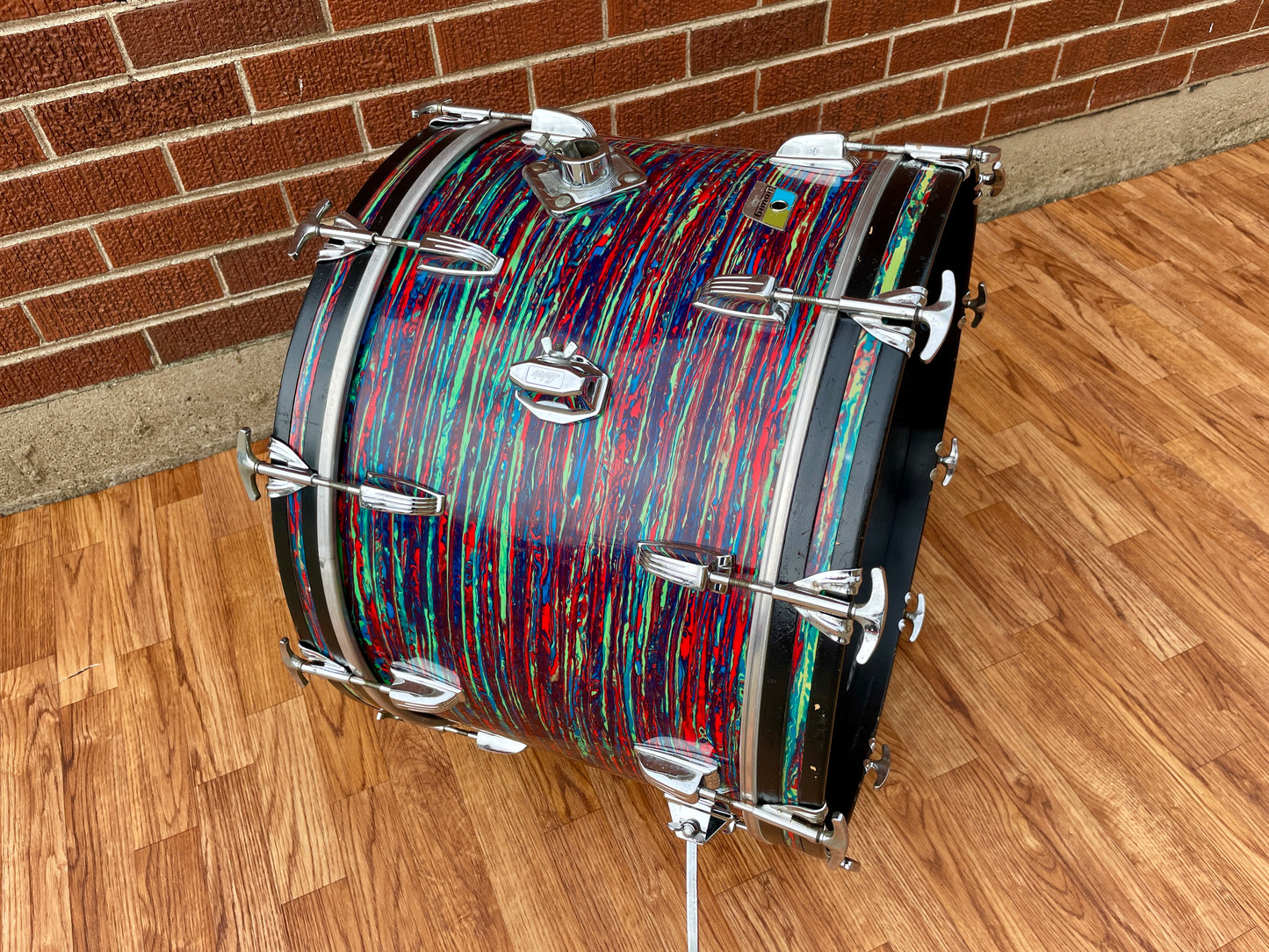1970s Ludwig 14x22 Bass Drum Psychedelic Red