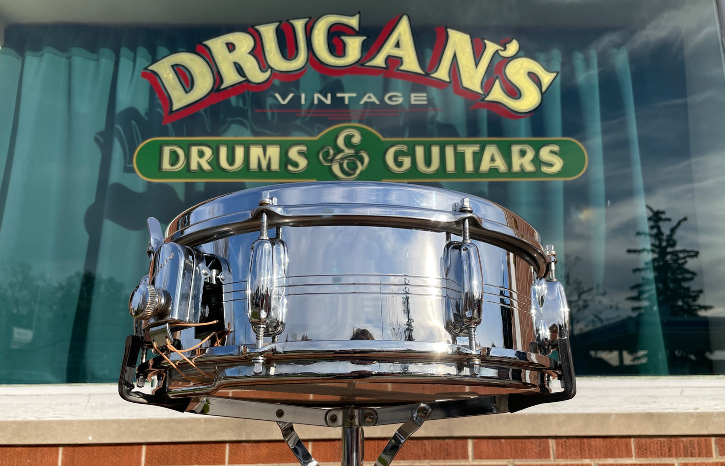 1960s Slingerland No. 130 Gene Krupa 5x14 Sound King Chrome Over Brass Snare Drum w/ Zoomatic Strainer