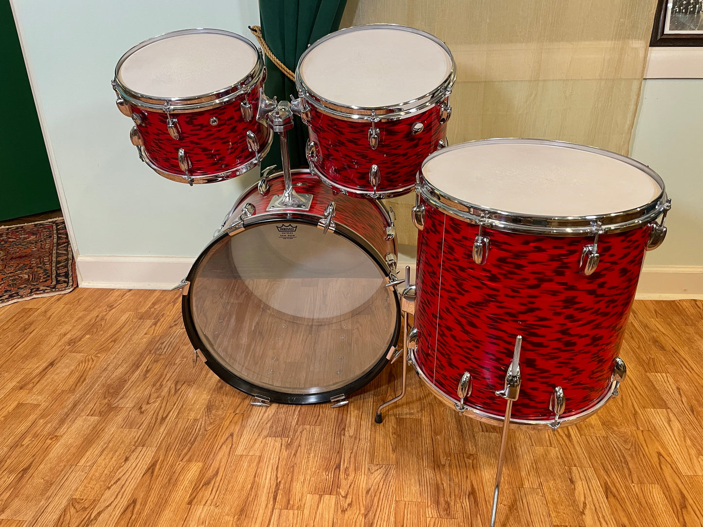 1960s Slingerland Red Tiger Drum Set 20/12/13/16