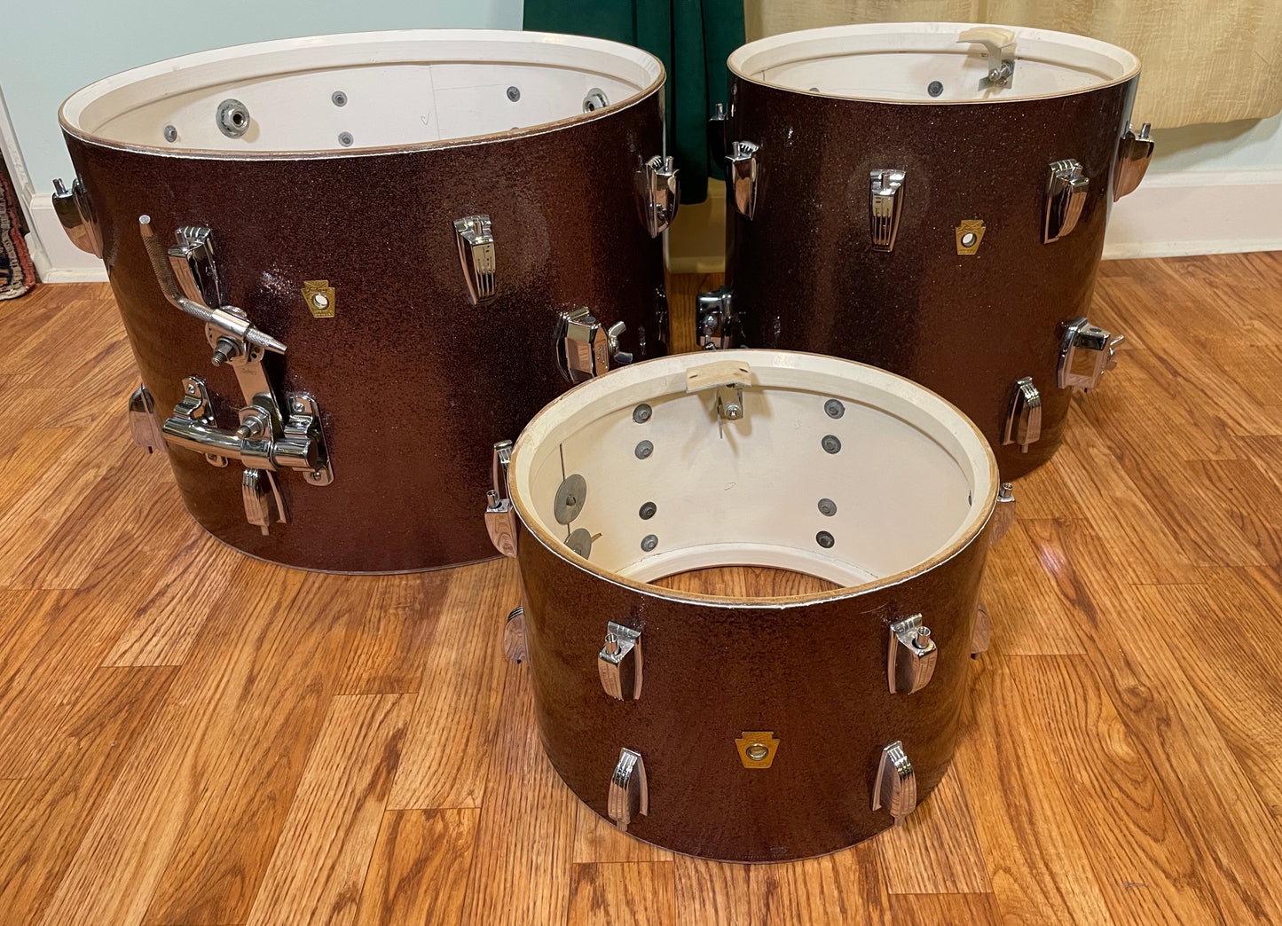 1966 Ludwig Down Beat Drum Set Burgundy Sparkle 20/12/14