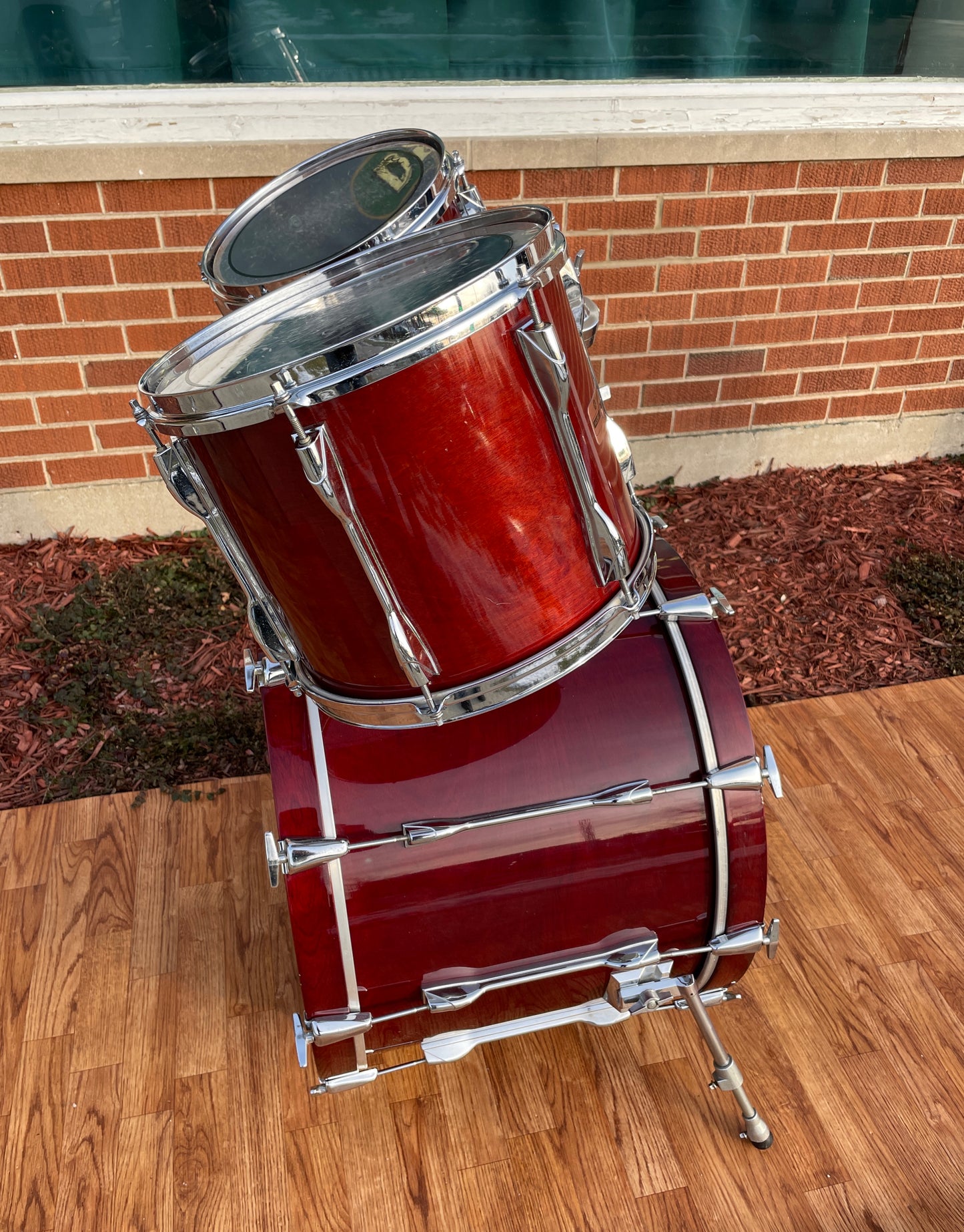 Vintage 1980s Yamaha Recording Custom Drum Set MIJ Red Cherry Wood CLEAN!