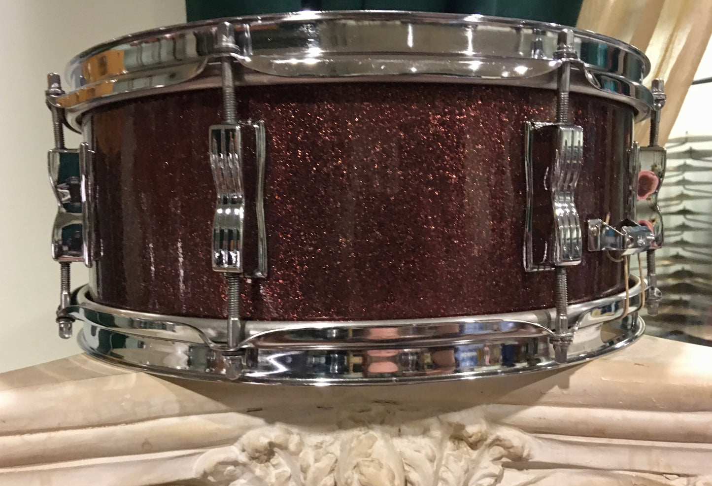 1966 Ludwig 5x14 Jazz Festival Snare Drum Burgundy Sparkle