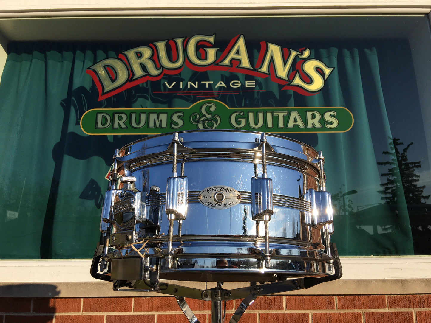 1974 Rogers 6.5x14 Chrome Over Brass Dynasonic Snare Drum
