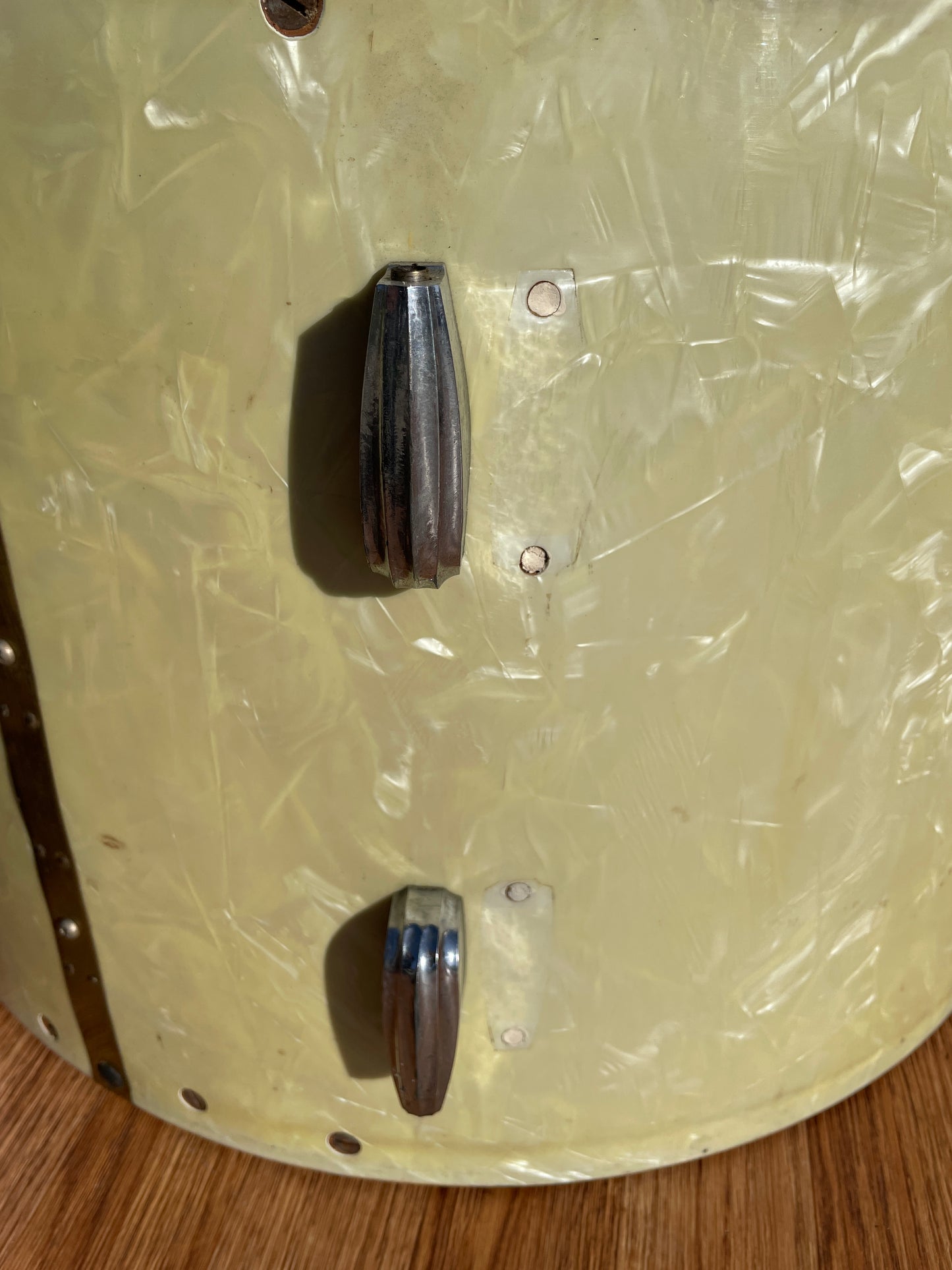 Vintage 1940s Slingerland Radio King Drum Set White Marine Pearl Cloud Badge *Video Demo*