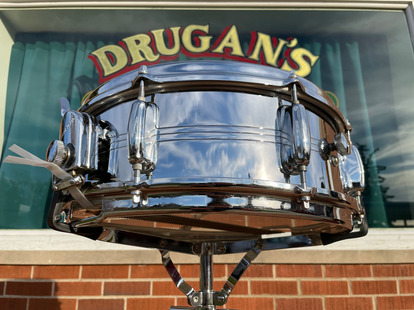 1970s Slingerland No. 130 Gene Krupa 5x14 Sound King Chrome Over Brass Snare Drum w/ Zoomatic Strainer