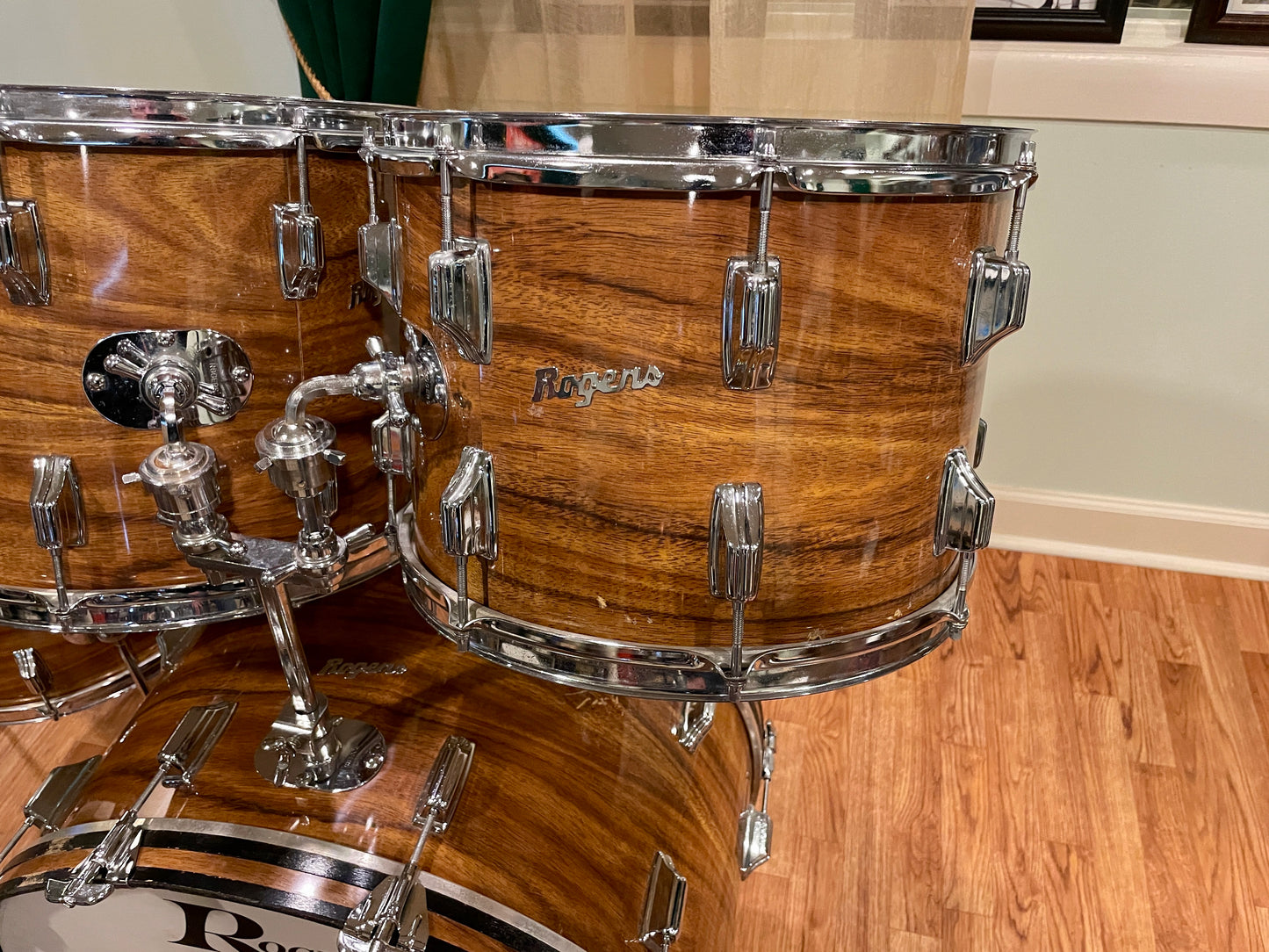 1970s Rogers Powertone Drum Set Koa 24/14/15/18