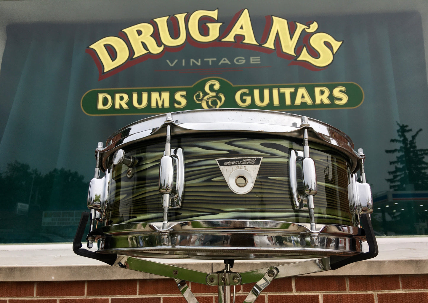 1969 Ludwig 5x14 Standard Snare Drum 3ply Avocado Strata