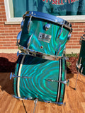 1960s Sonor Multi-Brilliant Teardrop Drum Set Turquoise Satin Flame Blue/Green 20/12/16/5x14 *Video Demo*