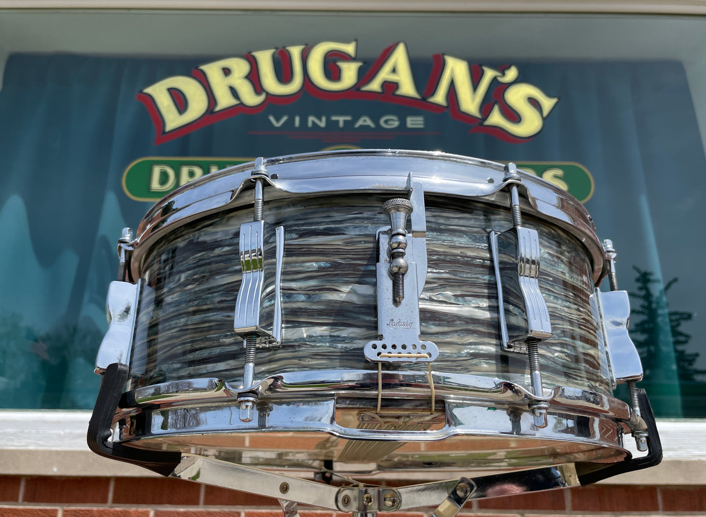 1965 Ludwig 5x14 Jazz Festival Snare Drum Oyster Blue Pearl COB