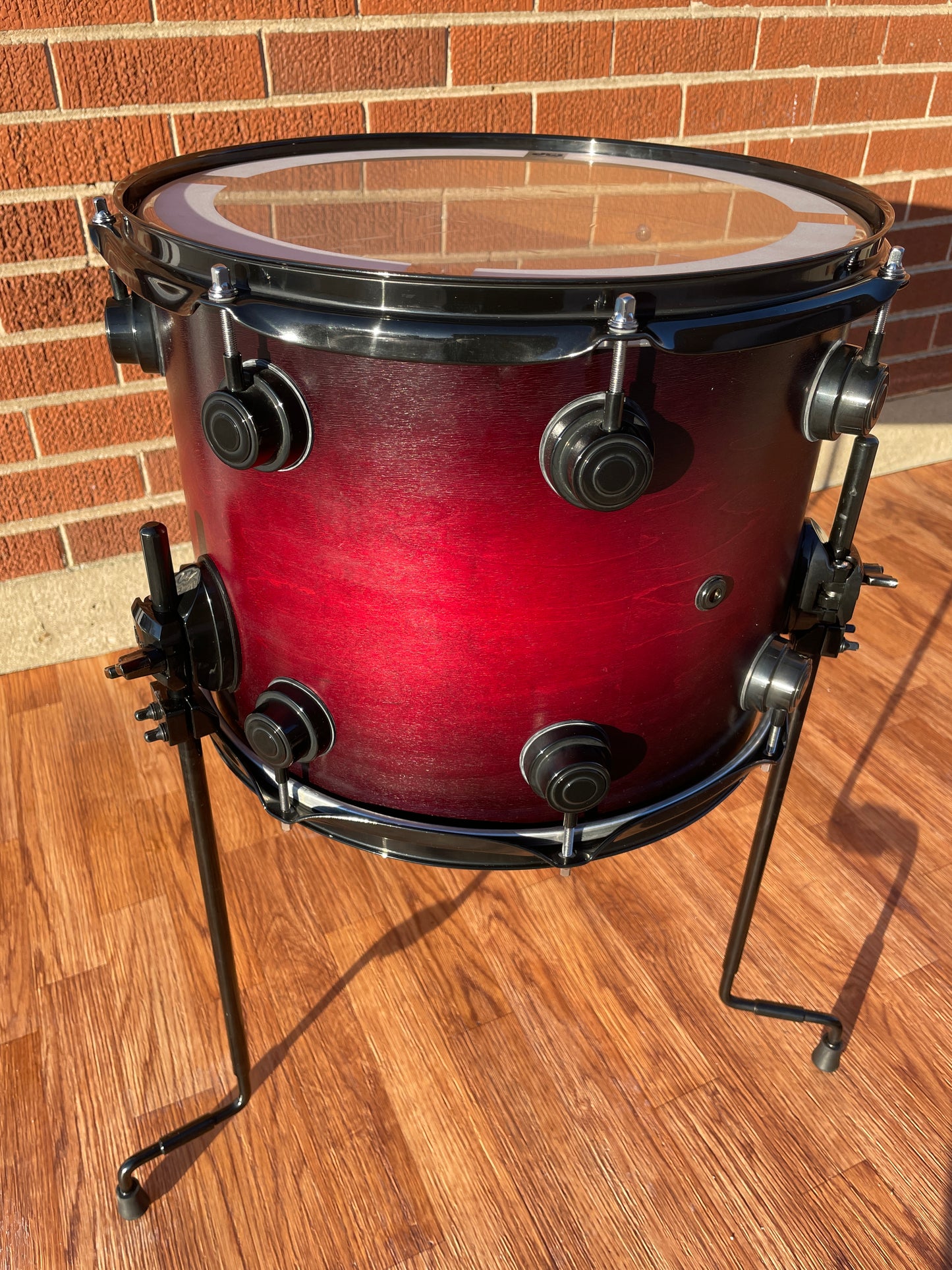 DW Collector's Series 11x14 Floor Tom Drum Single Red-Black Fade Burst Drum Workshop