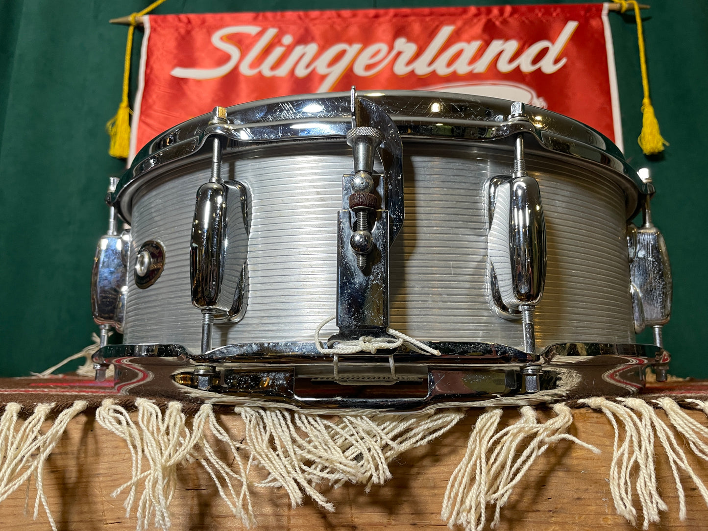 1960s Slingerland No. 140 5x14 Ribbed Aluminum Snare Drum