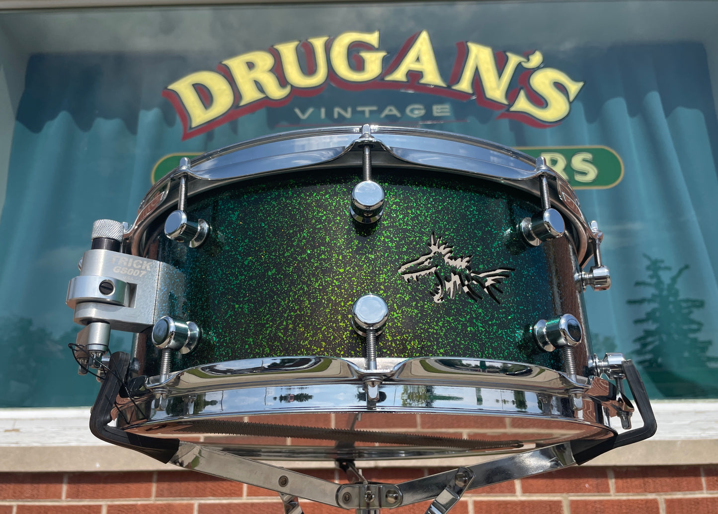 Trick 6x14 Vented Snare Drum Green / Red Sparkle GS007