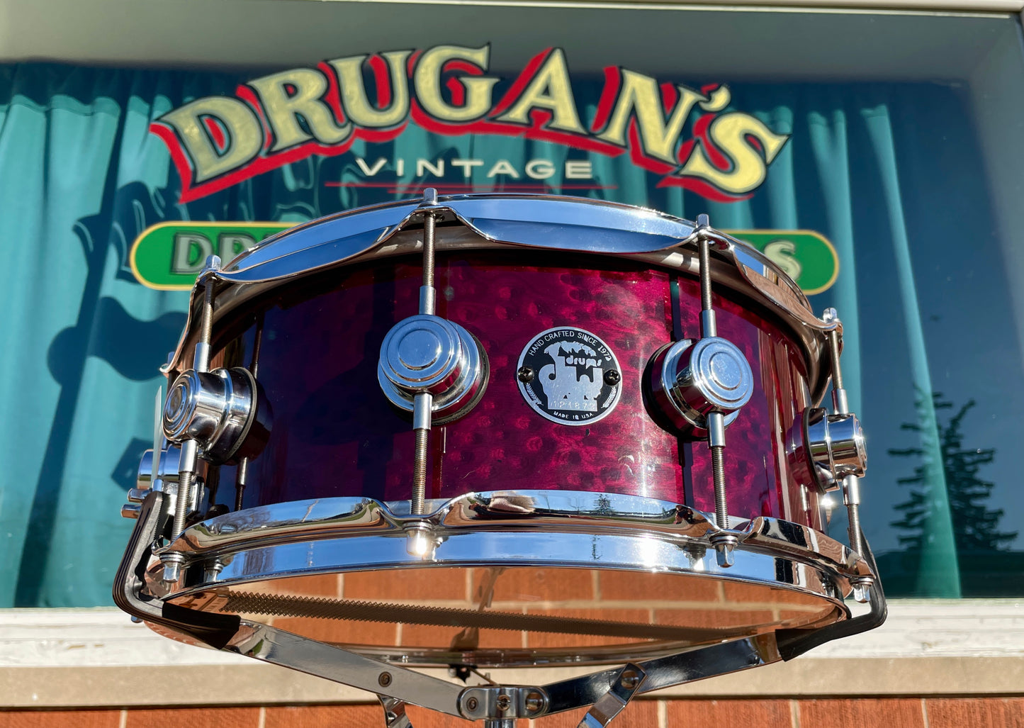 1998 Drum Workshop 5.5x14 Birdseye Maple Snare Drum Burgundy Wine DW Keller Shell