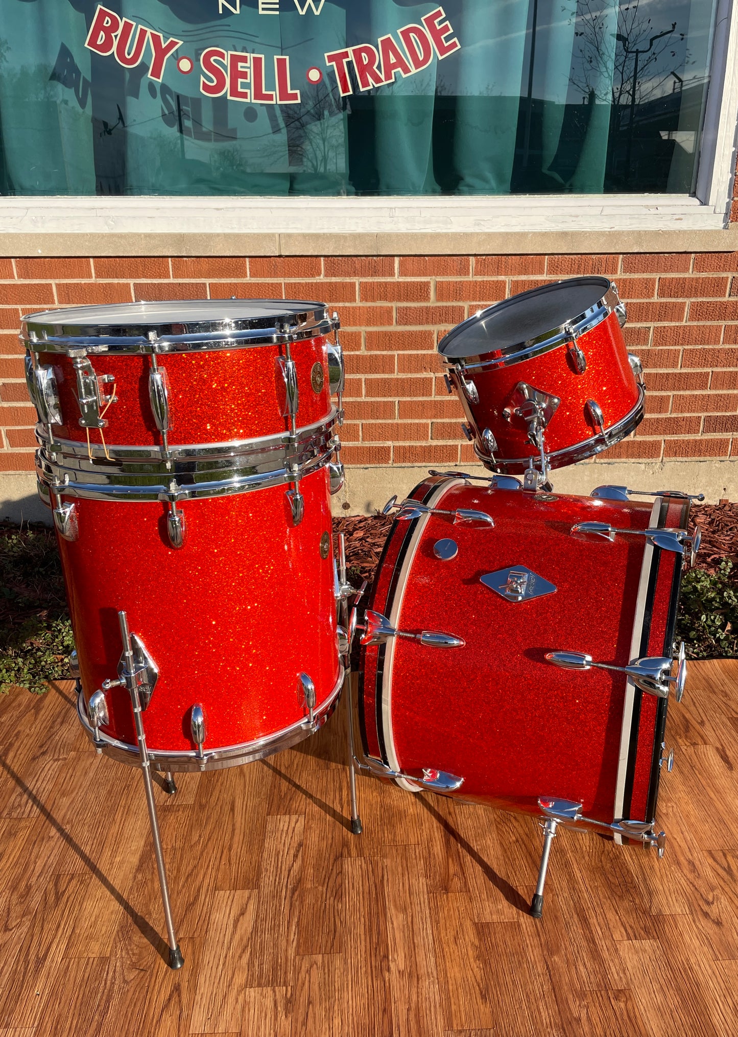1960s Gretsch Progressive Jazz Drum Set Tangerine Sparkle