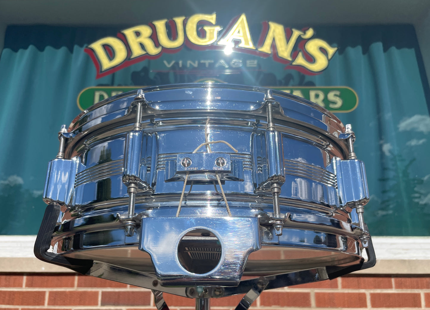 Vintage Rogers 5x14 Dynasonic "Big R" Snare Drum Chrome Over Brass COB Dyna-Sonic