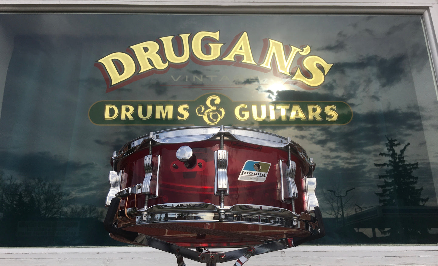 1970s Ludwig 5x14 Vistalite 10 Lug Snare Drum Red