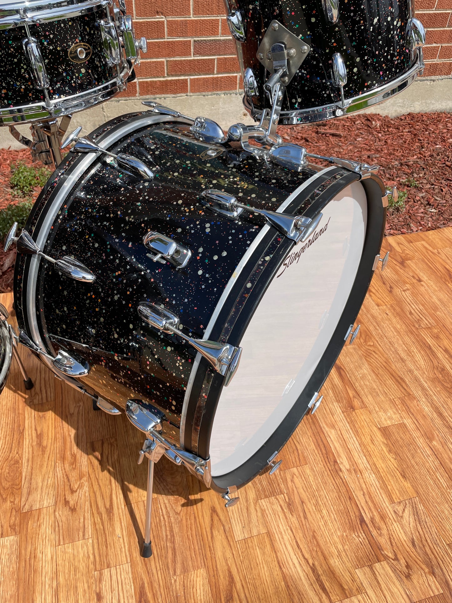 Early 1960s Slingerland Gene Krupa Deluxe Outfit No. 1-N Drum Set Mardi Gras Pearl 22/13/16/5.5x14