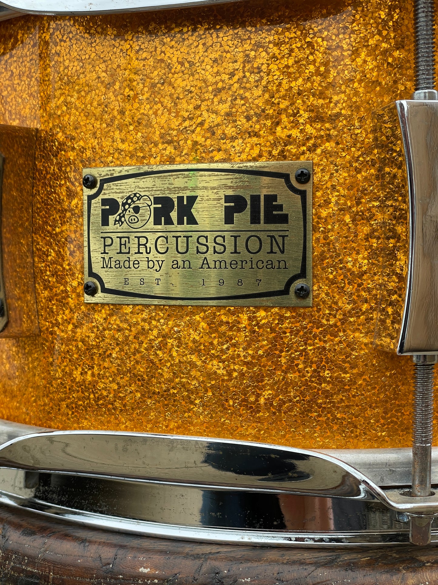 2001 Pork Pie 6x12 USA Custom Maple Snare Drum Gold Sparkle