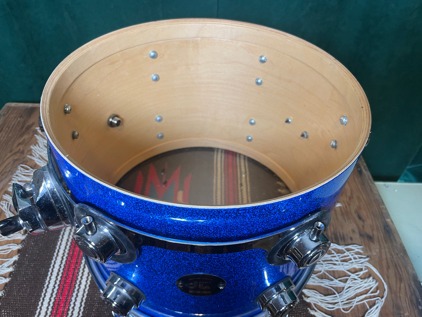 DW 9x12 Tom Drum Single Blue Sparkle Drum Workshop