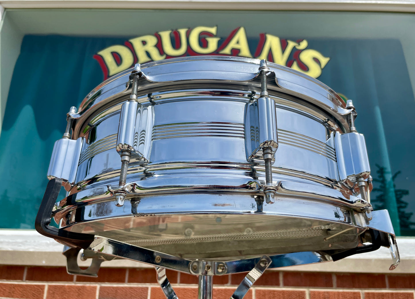 Vintage Rogers 5x14 Dynasonic "Big R" Snare Drum Chrome Over Brass