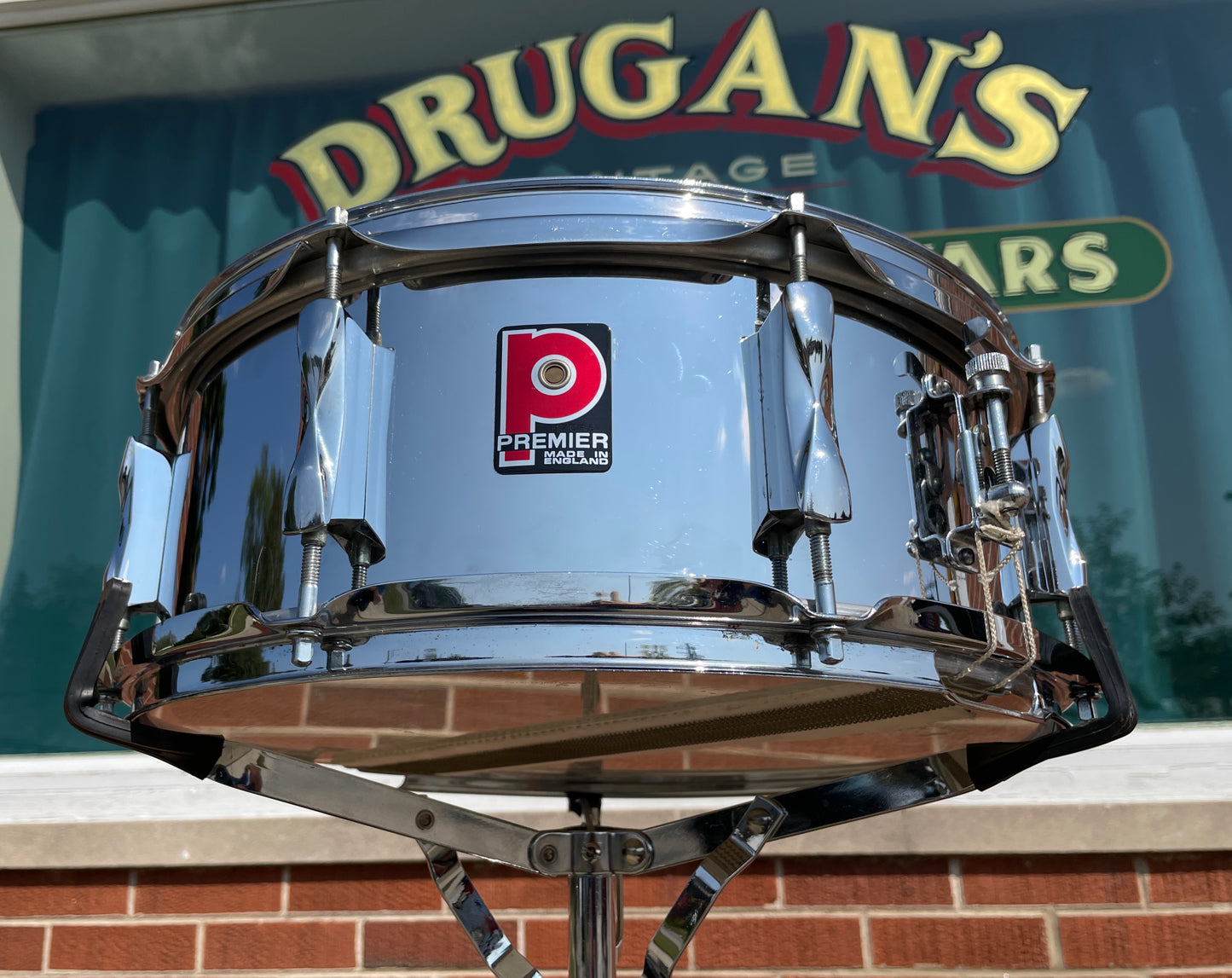 Vintage Premier 5.5x14 Model 1005 Snare Drum Chrome Over Steel Made in England