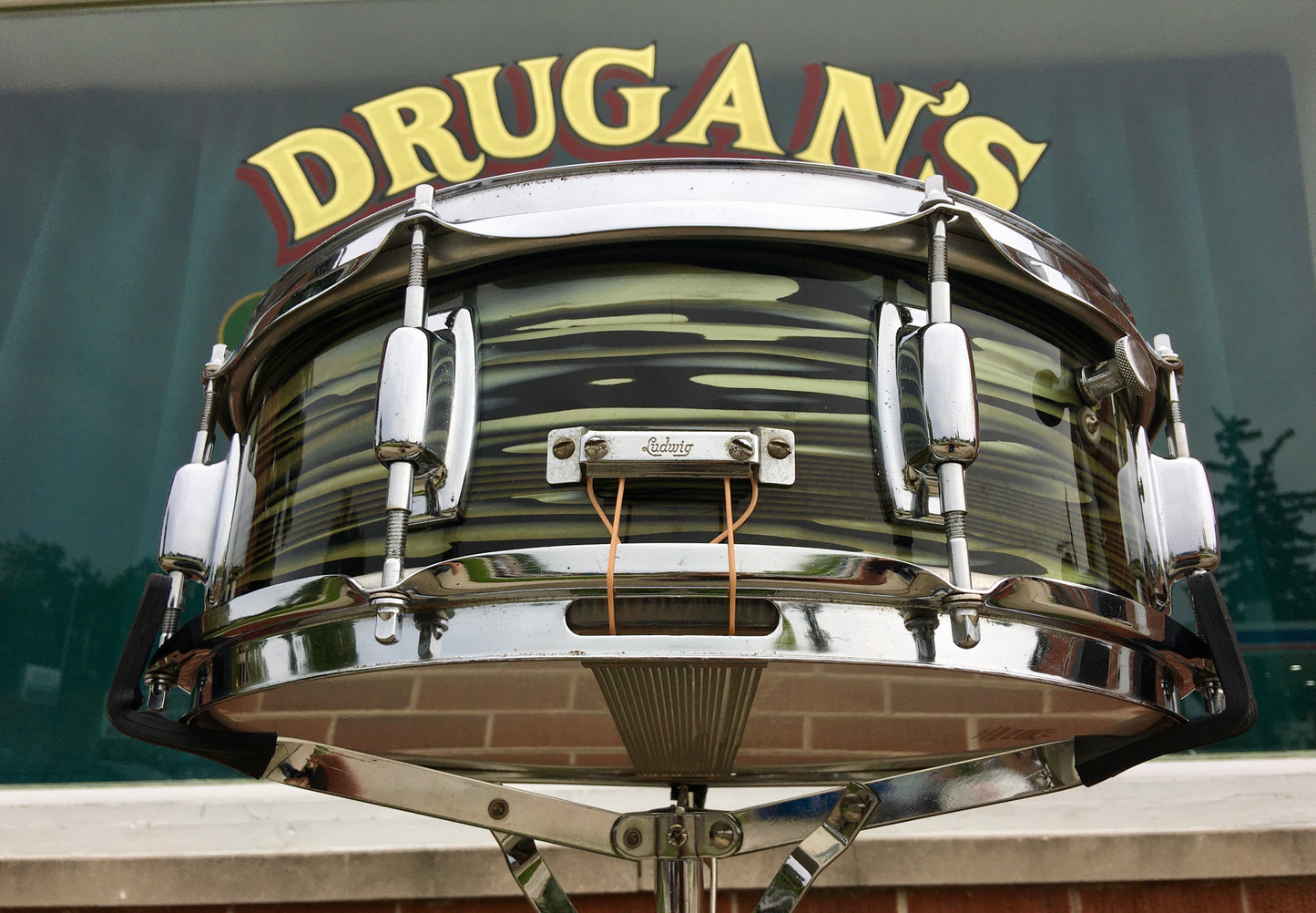 1969 Ludwig 5x14 Standard Snare Drum 3ply Avocado Strata