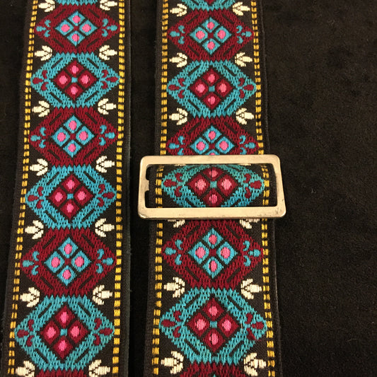Vintage Ace Purple/Blue Diamond Guitar Strap Hippie Bobby Lee Style