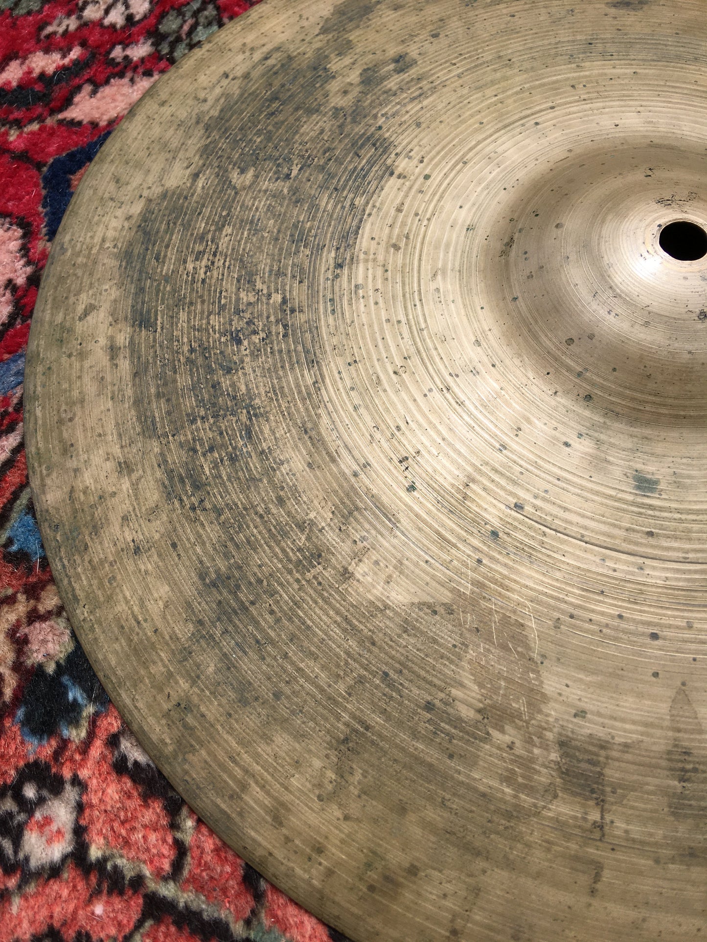 14" Early 1950s Zildjian A Trans Stamp Hi-Hat or Crash Cymbal 1266g #35