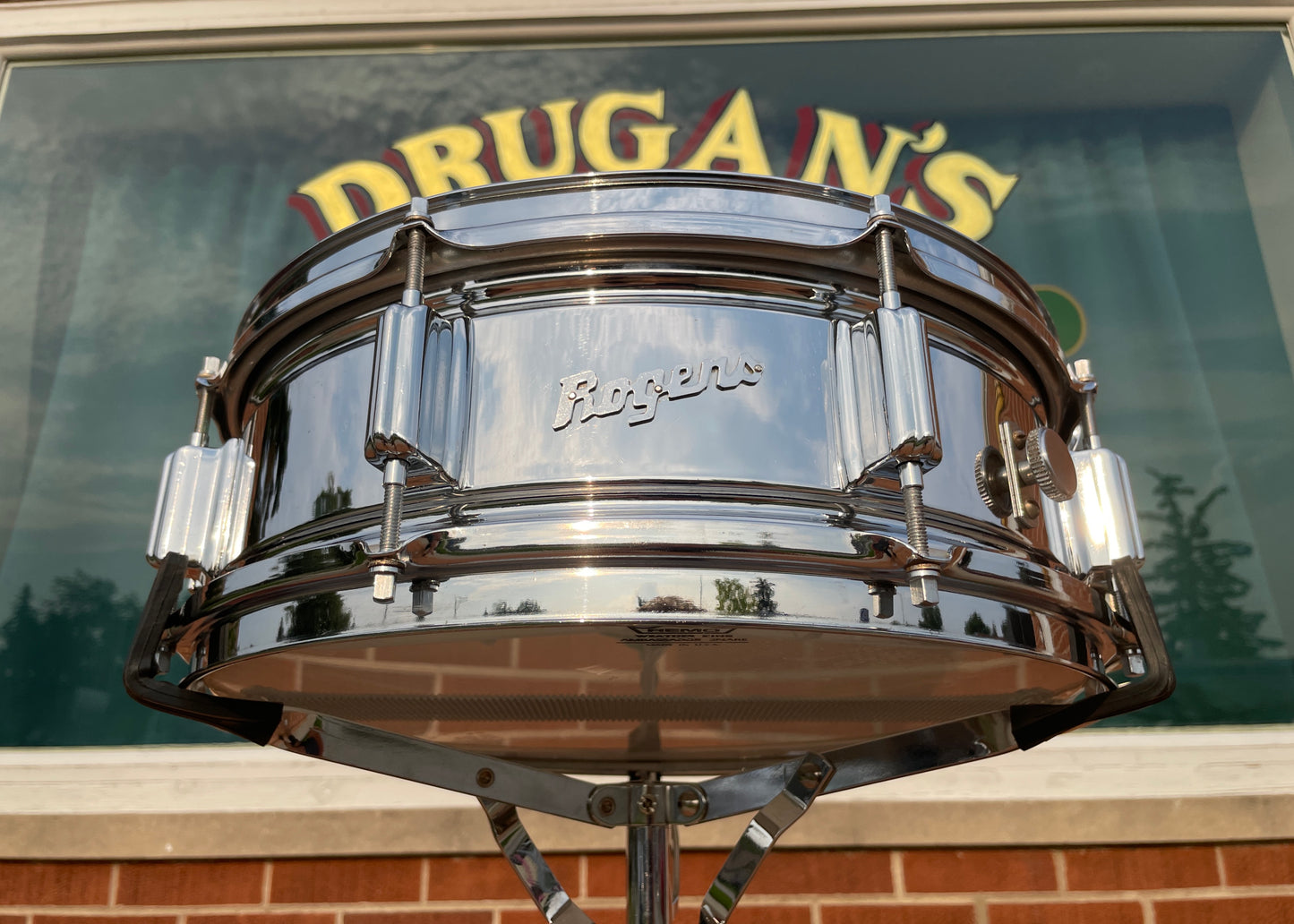 1960s Rogers 5x14 Powertone Snare Drum Chrome Over Brass Cleveland COB