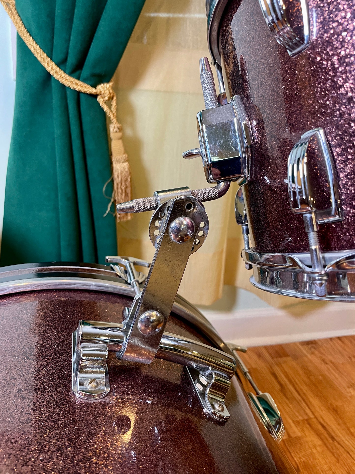 1966 Ludwig Down Beat Drum Set Burgundy Sparkle 20/12/14