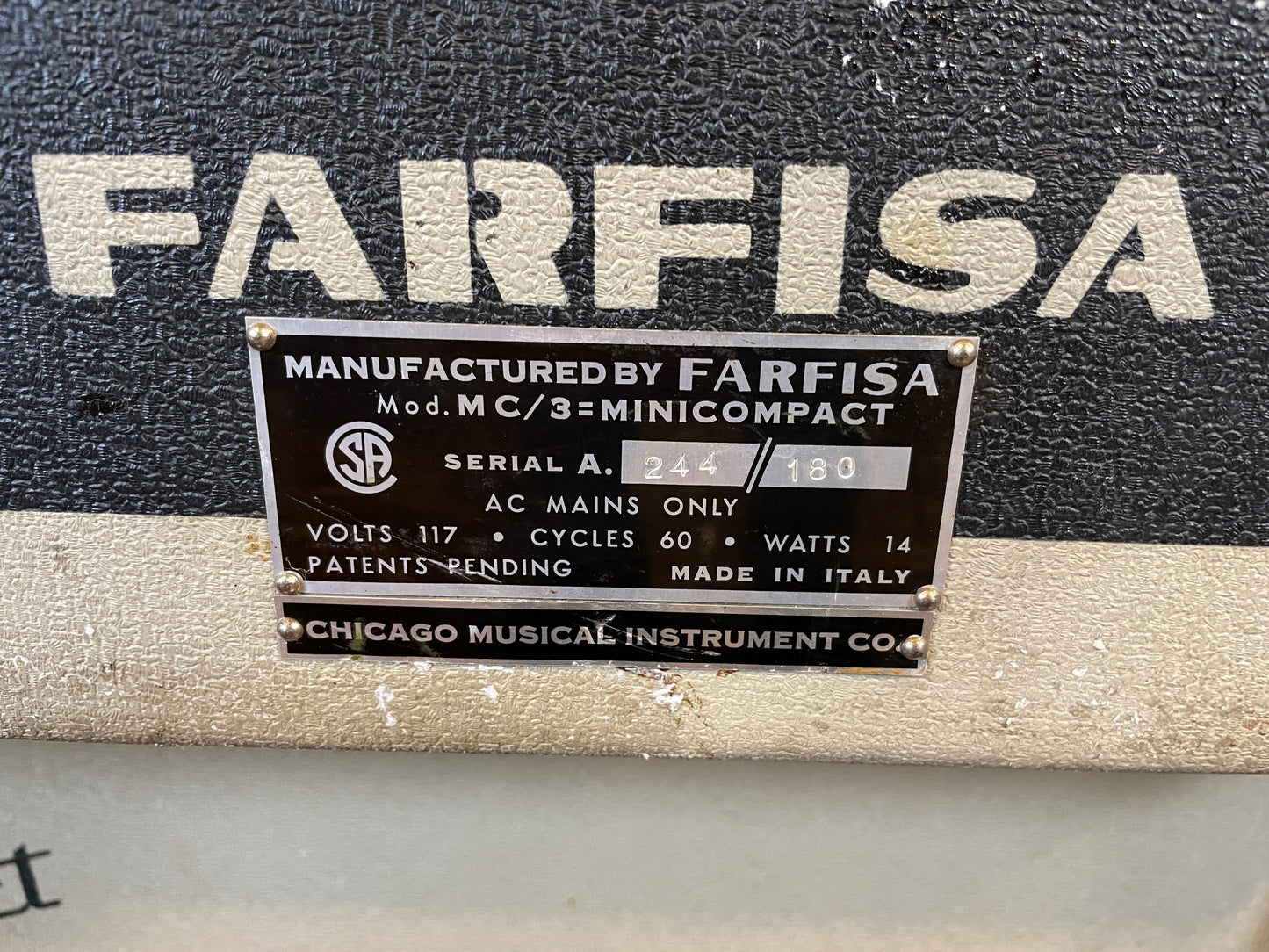 Vintage 1960s Farfisa Mini Compact Electric Organ Keyboard Piano
