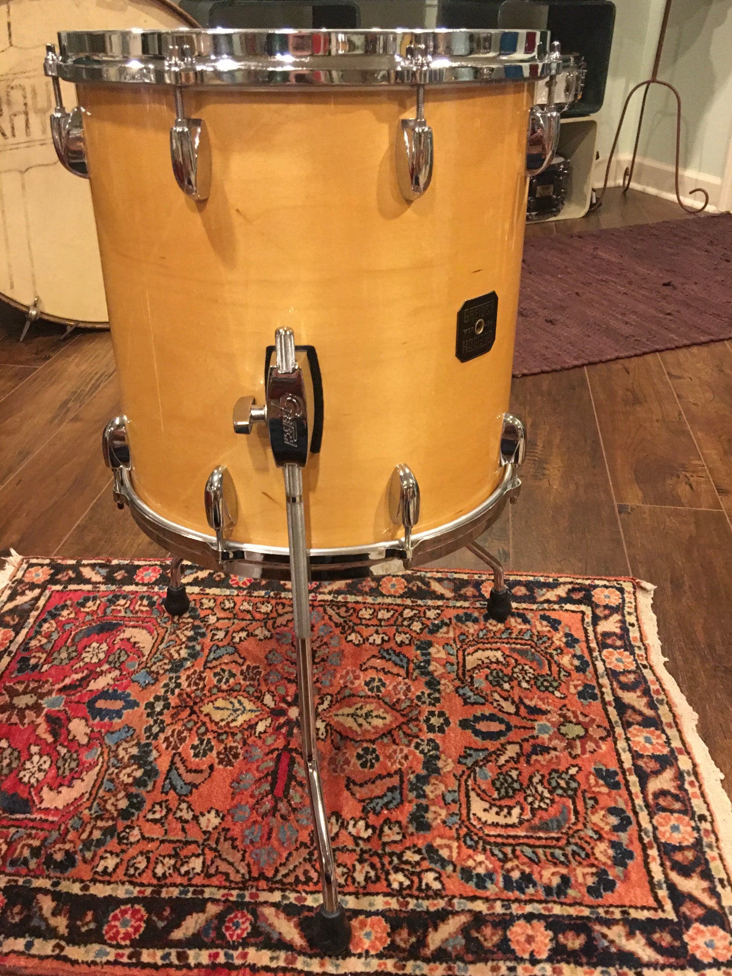 1980s Gretsch Square Badge 14X14 Floor Tom Natural Maple