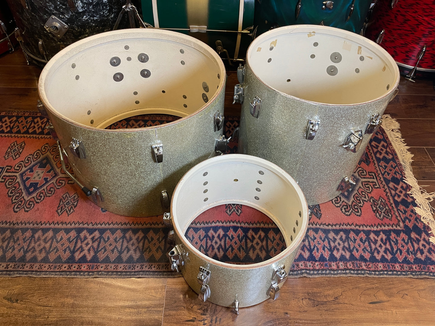 1963 Ludwig Drum Set Silver Sparkle 20/13/16 COB Hoops