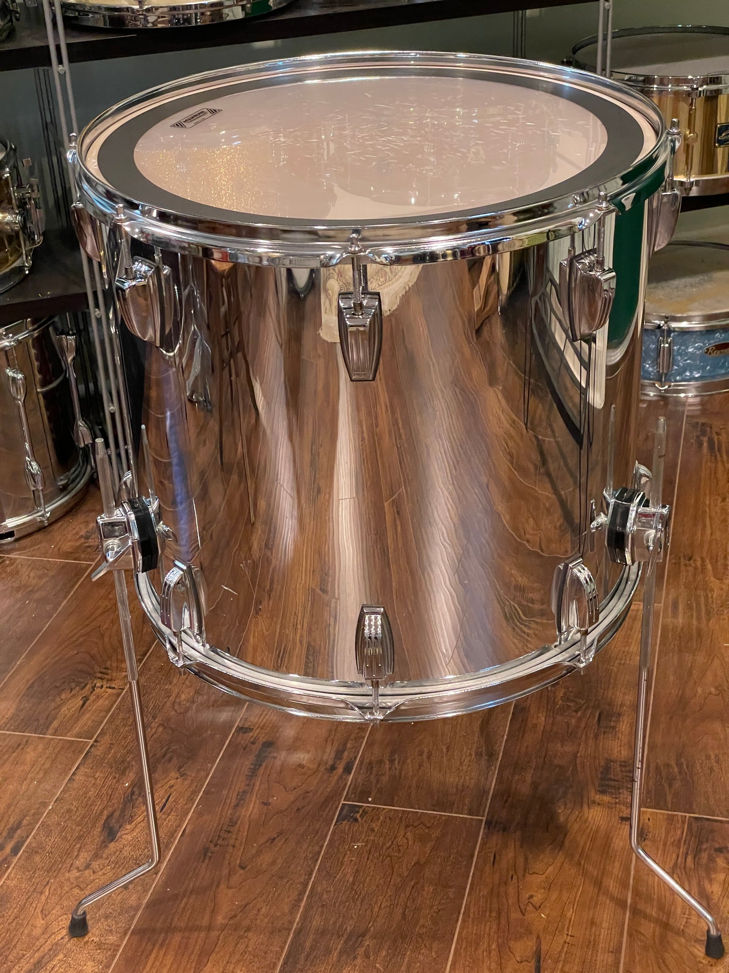 Ludwig 16x18 Floor Tom Drum Chrome Over Wood Maple Monroe Badge