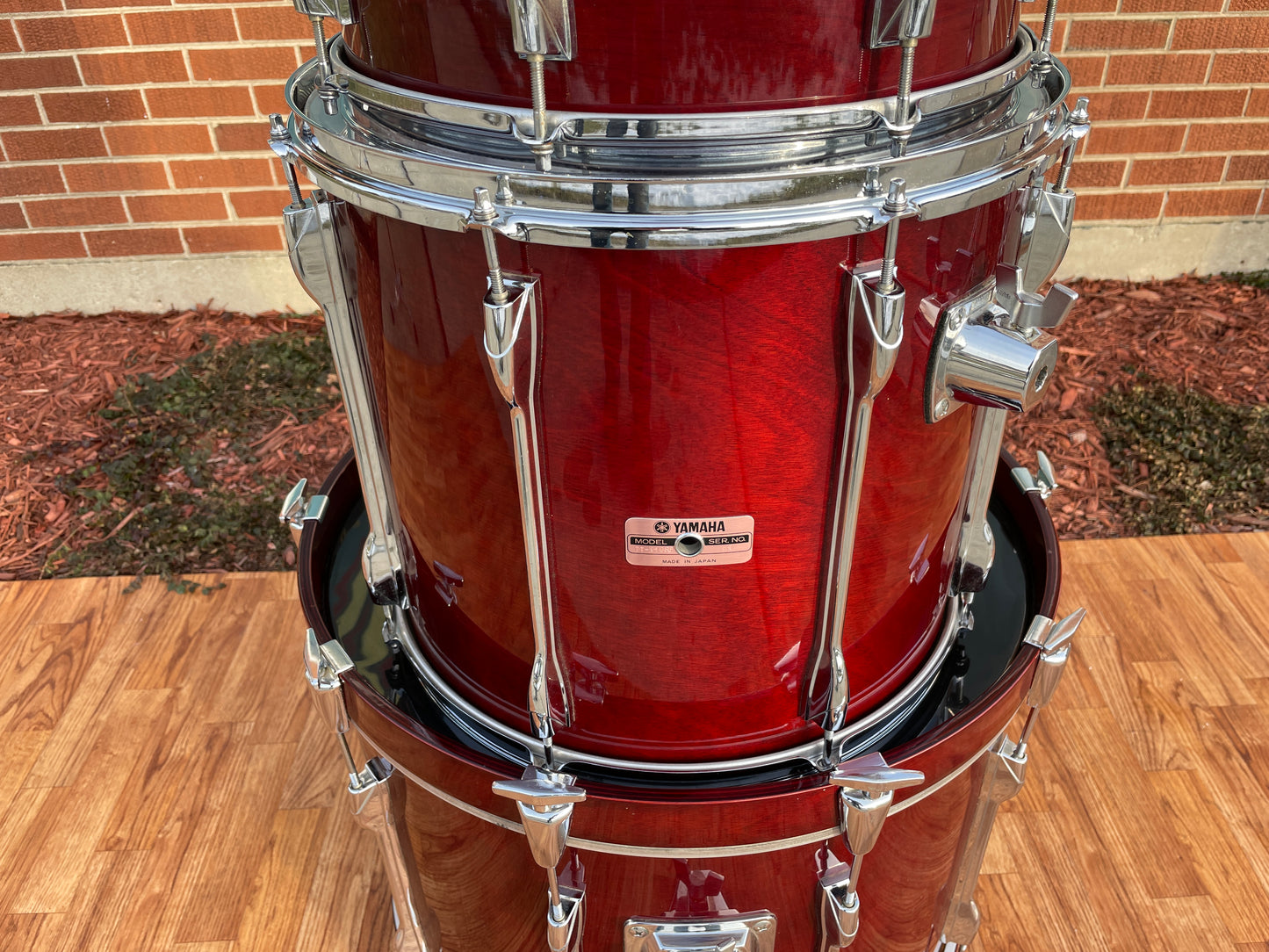 Vintage 1980s Yamaha Recording Custom Drum Set MIJ Red Cherry Wood CLEAN!