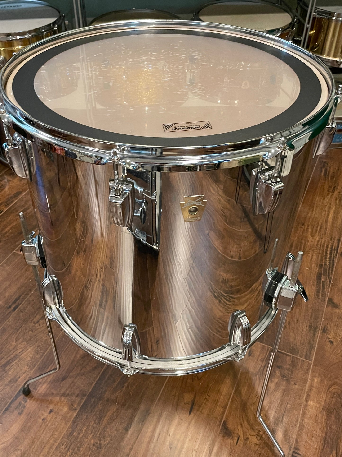 Ludwig 16x18 Floor Tom Drum Chrome Over Wood Maple Monroe Badge