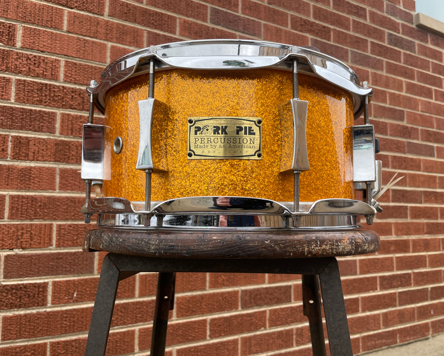 2001 Pork Pie 6x12 USA Custom Maple Snare Drum Gold Sparkle