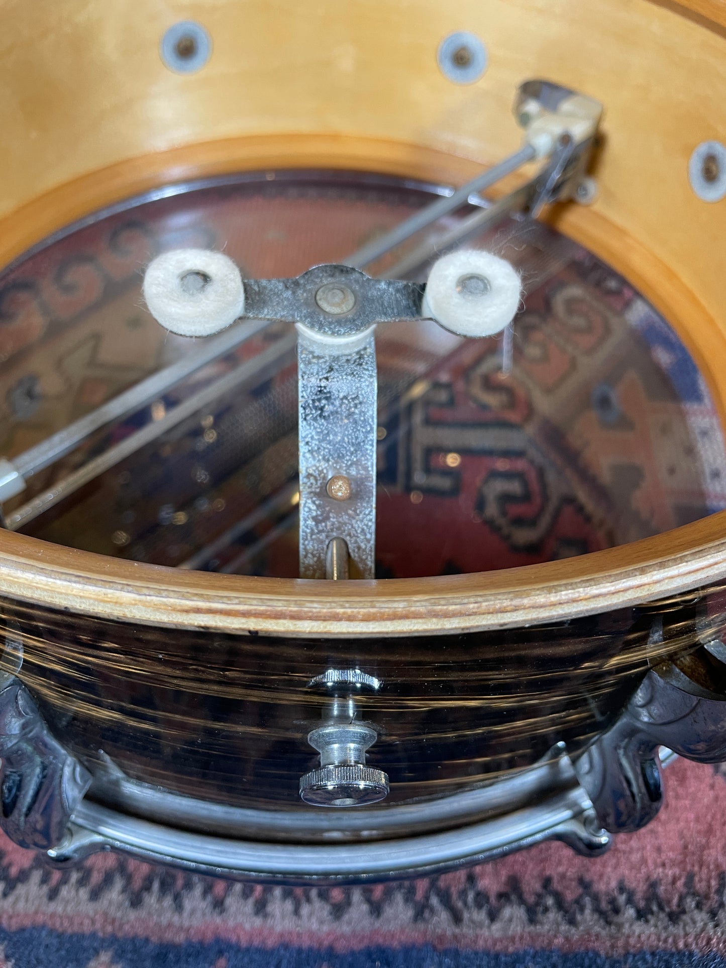 1960s Premier Royal Ace 5.5x14 Snare Drum Mahogany Duroplastic Root Beer Swirl Ringo Rootbeer